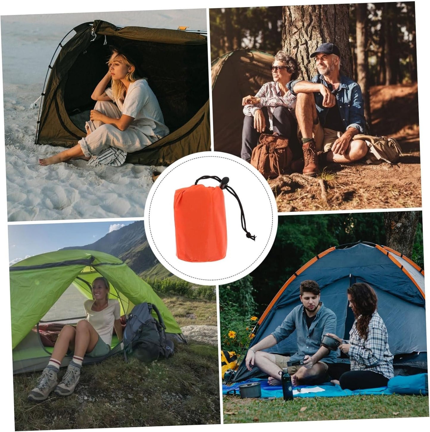 MOTHNUR 3-pc Portable Thermal Sleeping Set Camping Blanket Survival Blanket Tent Supplies Hiking Tent