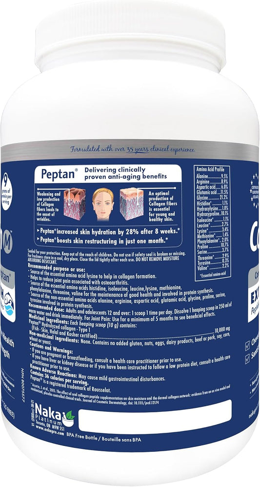 825gm (29oz) Hydrolyzed Marine Collagen Peptides featuring 10,000mg of Peptain, for Skin, Nails, Bones and Joints. Bonus Size (825gm) (825gr)