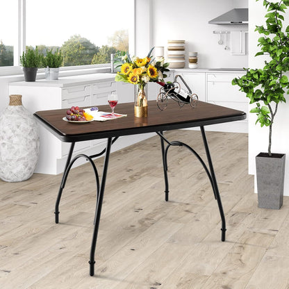 Giantex Industrial Dining Table, 110 x 70cm Kitchen Table w/Spacious Tabletop, Adjustable Feet, Solid Steel Frame, Arch Design & Rounded Corners, Heavy Duty Kitchen Table, Easy Assembly, Rustic Brown