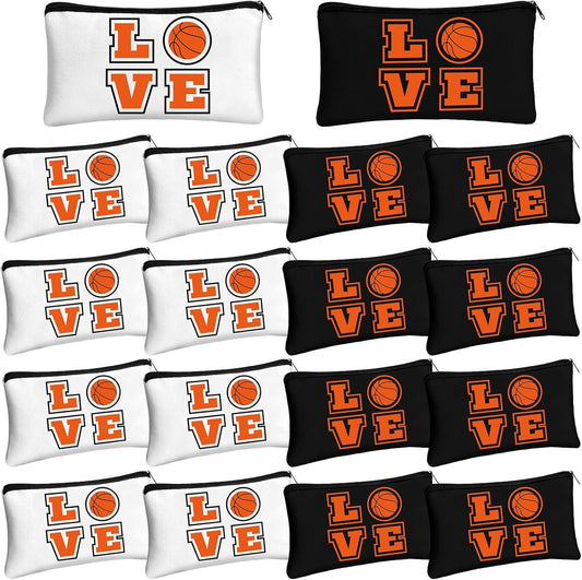 Moukeren 18 Pcs Basketball Gifts Basketball Makeup Bag Accessories Funny Travel Bags for Teen Cosmetic Zipper Pouch for Team Players Lover, 8.27 x 5.12 Inch