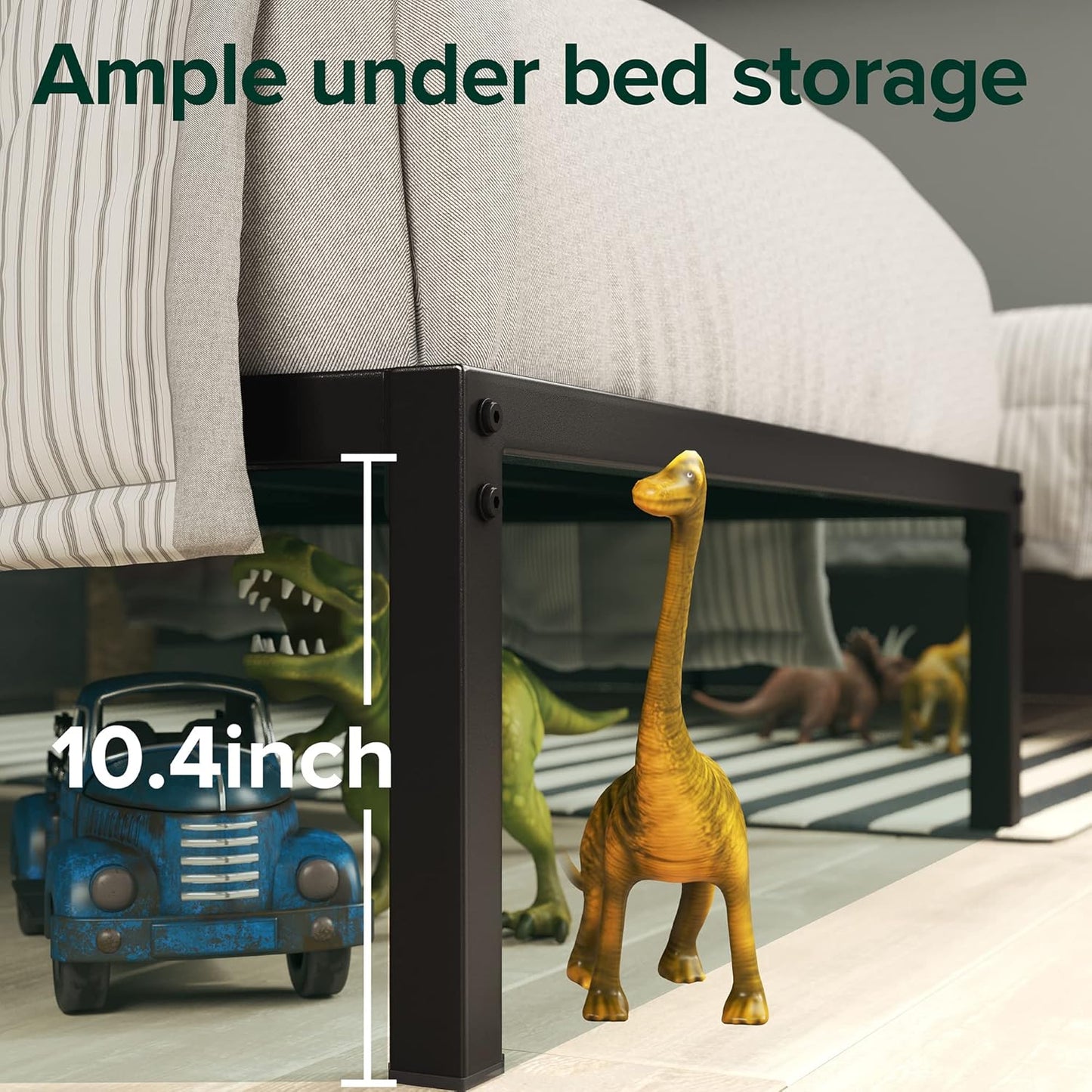 Zinus Single Bed Frame, Figari Bamboo and Metal Industrial Bed Frame, Solid Wood, Bedroom Furniture, Brown