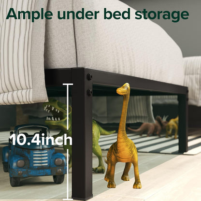 Zinus Single Bed Frame, Figari Bamboo and Metal Industrial Bed Frame, Solid Wood, Bedroom Furniture, Brown