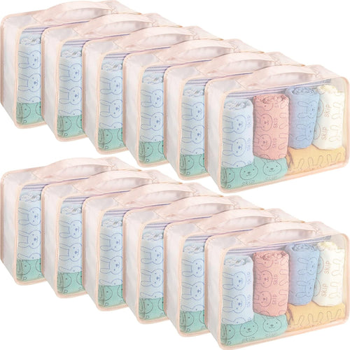 12 Pcs Large Packing Cubes Luggage Organizers for Suitcase High Capacity Travel Organizer Reusable Mesh Luggage Storage Bags for Shoe Clothes Hiking Camping Backpacking Accessories (Beige)