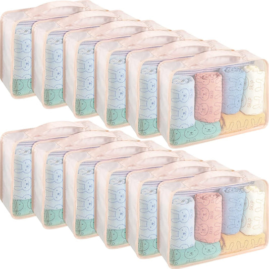 12 Pcs Large Packing Cubes Luggage Organizers for Suitcase High Capacity Travel Organizer Reusable Mesh Luggage Storage Bags for Shoe Clothes Hiking Camping Backpacking Accessories (Beige)