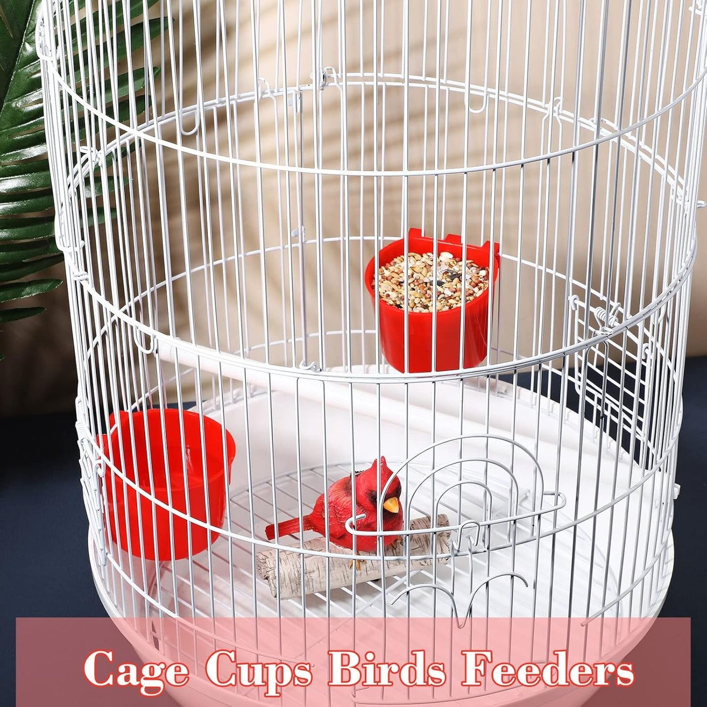 Sumind 60 Pieces Cage Cups Birds Hanging Feeders Seed Bowl 8 oz Plastic Chicken Feeder Water Bowl Hanging Chicken Waterer Feeding Watering Dish Coop Cups for Gamefowl Parrot Parakeet Poultry(Red)