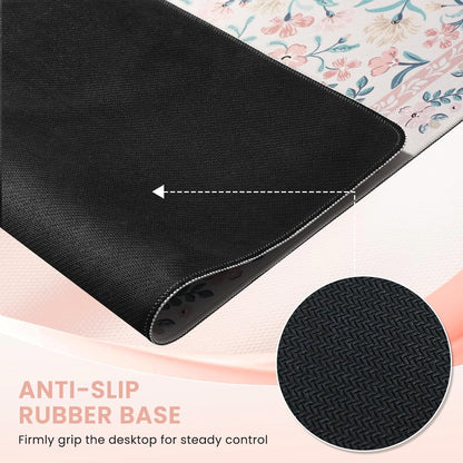 iCasso Desk Matt for Desktop, Black Desk Mat, Cute Desk Pad Mat, XXL Large Mouse Pad for Desk, Anti-Slip Big Mousepad with Stitched Edges, Keyboard Pad Mouse Mat for Computer (Pink)