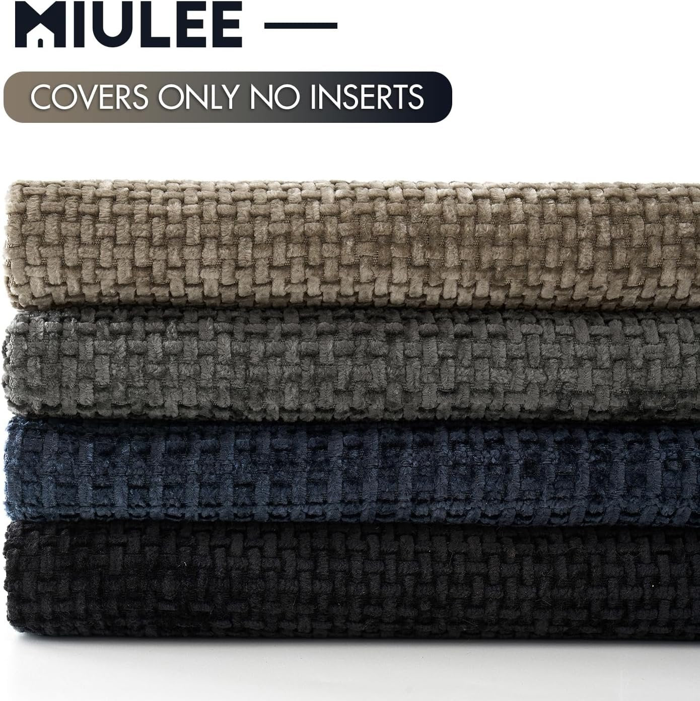 MIULEE Pack of 4 Couch Throw Pillow Covers 20x20 Inch Neutral Navy/Grey Soft Decorative Chenille Pillow Covers Farmhouse Cushion Covers for Home Decor Sofa Bedroom Living Room