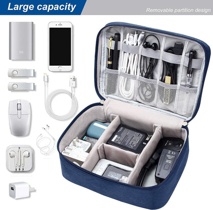 ACOPTON Electronic Organizer, Portable Travel Organizer Bag, Waterproof Case for iPad Electronics Accessories, Cables, Chargers, Hard Drives, Power Bank, Playing Cards, blue navy, Bag Organizer