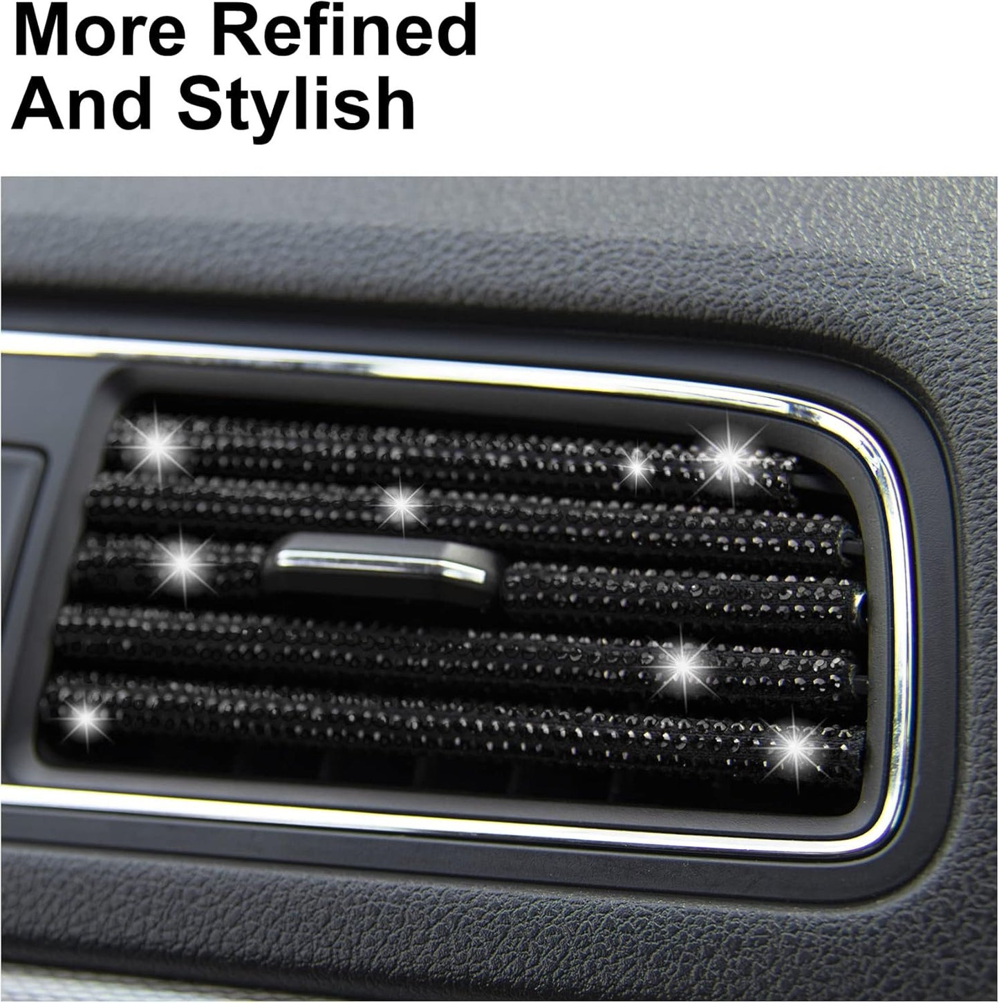 LivTee Bling Car Air Vent Outlet Moulding Trim, 10PCS Car Air Conditioner Decoration Strip, Bling Rhinestone Diamond Car Interior Accessories for Women and Teens, Black