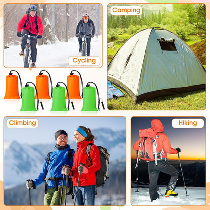 Qunclay 12 Set Emergency Sleeping Bag Survival Bivvy Sack Blanket with Whistles Lightweight Portable Thermal Survival Bag Thick Tent with Hood Extension Nylon Stuff Sack (Orange, Green,82.7 x 35.4 in)