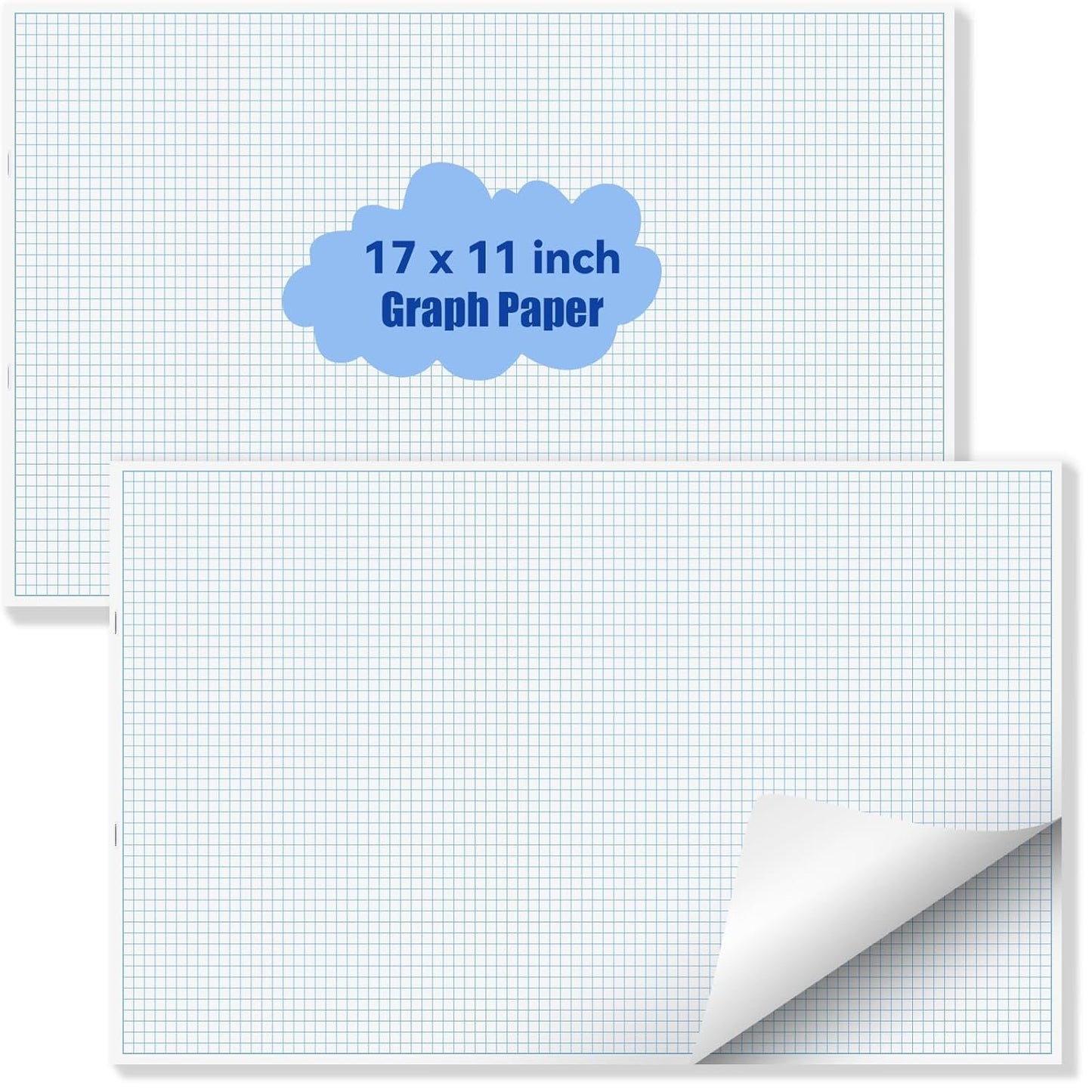 Large Grid Graph Paper Pad, 22 x 17.25 inches, 0.25" 4x4 Square Grid, Blueprint, High Brightness, 35 Sheets/70Pages, 2 Pack Engineering Graph Paper Pads (4 Squares Per Inch, 35 Sheets Each Pad.)