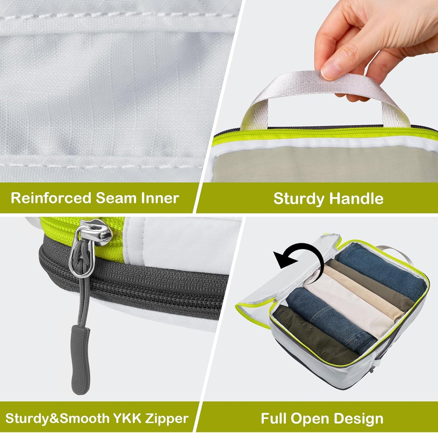 Cipway Suitcase Organizer, Compression Packing Cubes, Mesh Design, Space Saving Travel Bags Set Vacuum Bags Travel Clothes for Backpacks or Hand Luggage (White)