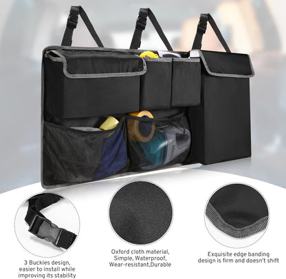 Xinthail Car Trunk Organizer for Mazda CX5/CX-5 CX30/CX-30 CX50/CX-50 CX9/CX-9 CX3 CX7/CX-7 GS GT I Sport Touring Carbon Edition SUV - Spacious Storage, Backseat Hanging Bag, Tissue Holder