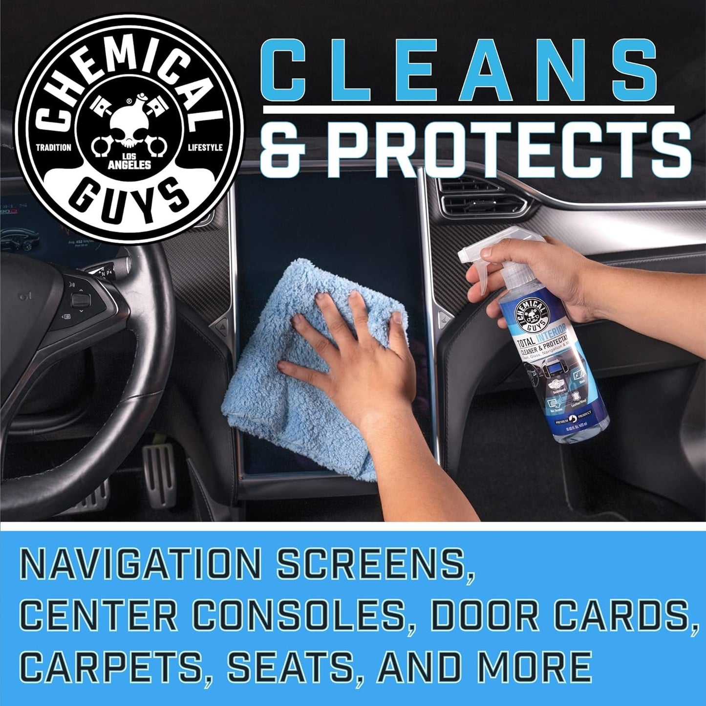 Chemical Guys Total Interior Cleaner and Protectant, Safe for Cars, Trucks, SUVs, Jeeps, Motorcycles, RVs & More, 16 fl oz, (2 Pack) SPI2201602