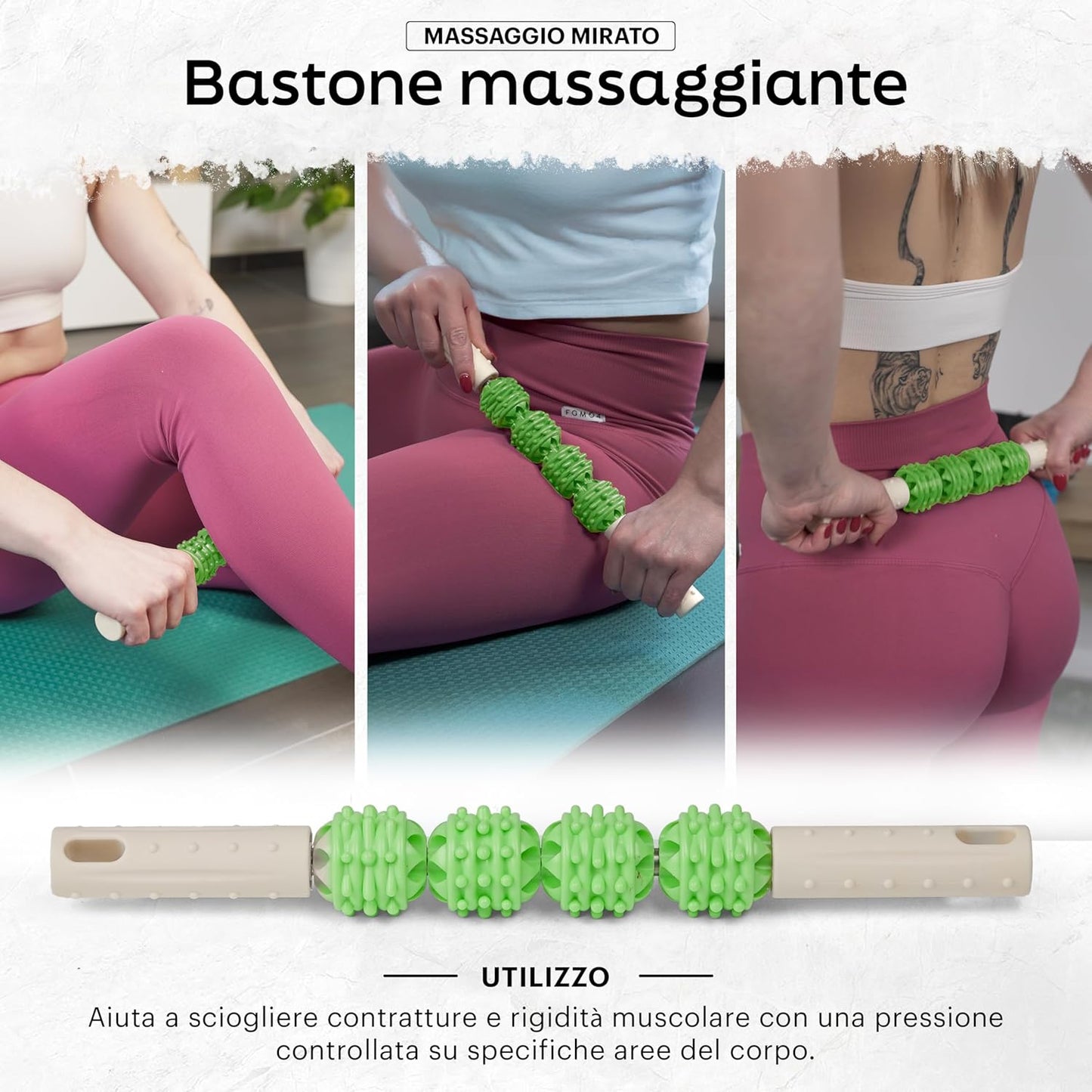 Foam Roller Kit for Muscle Self-Massage – Muscle Massage Roller – Exercises Roller Pilates (Green)