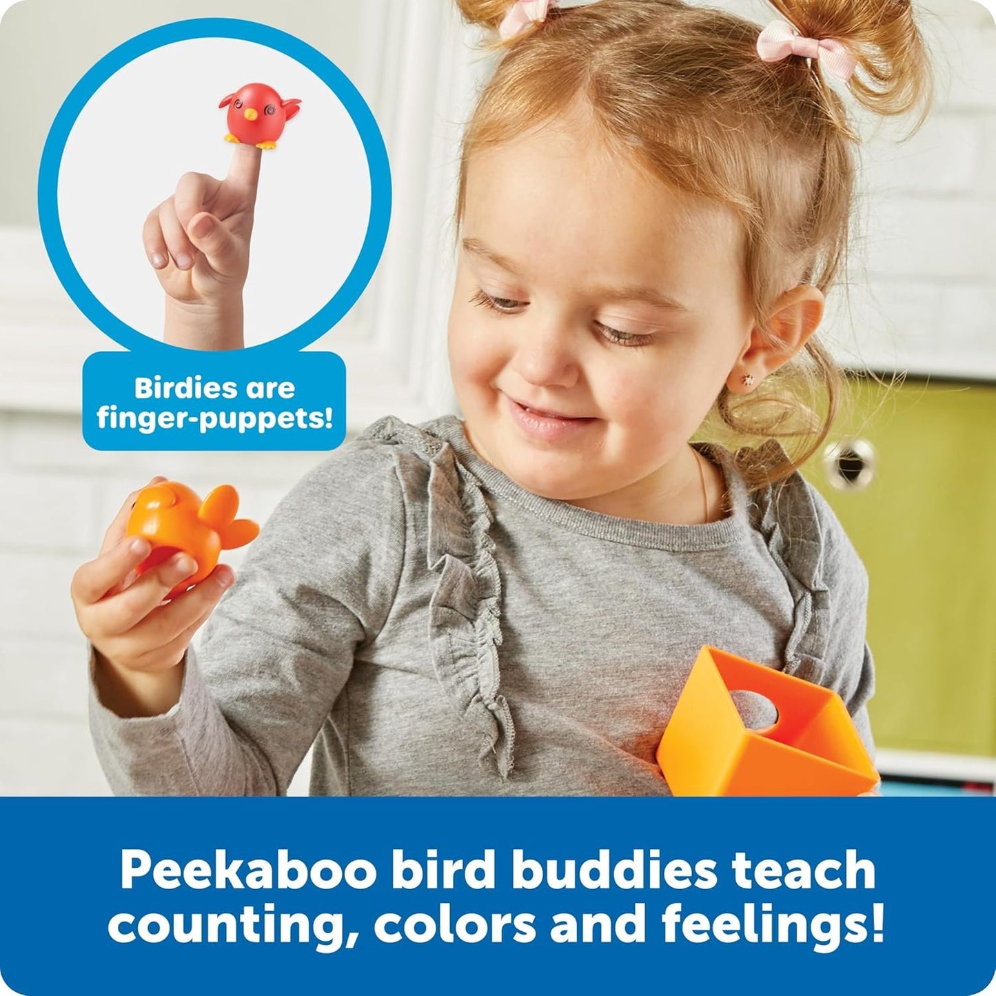 Learning Resources Peek-a-Bird Learning Buddies - 15 Pieces, Age 18 Months+ Toddler Learning Activities, Preschool Toys, Educational Toy for Color Teaching