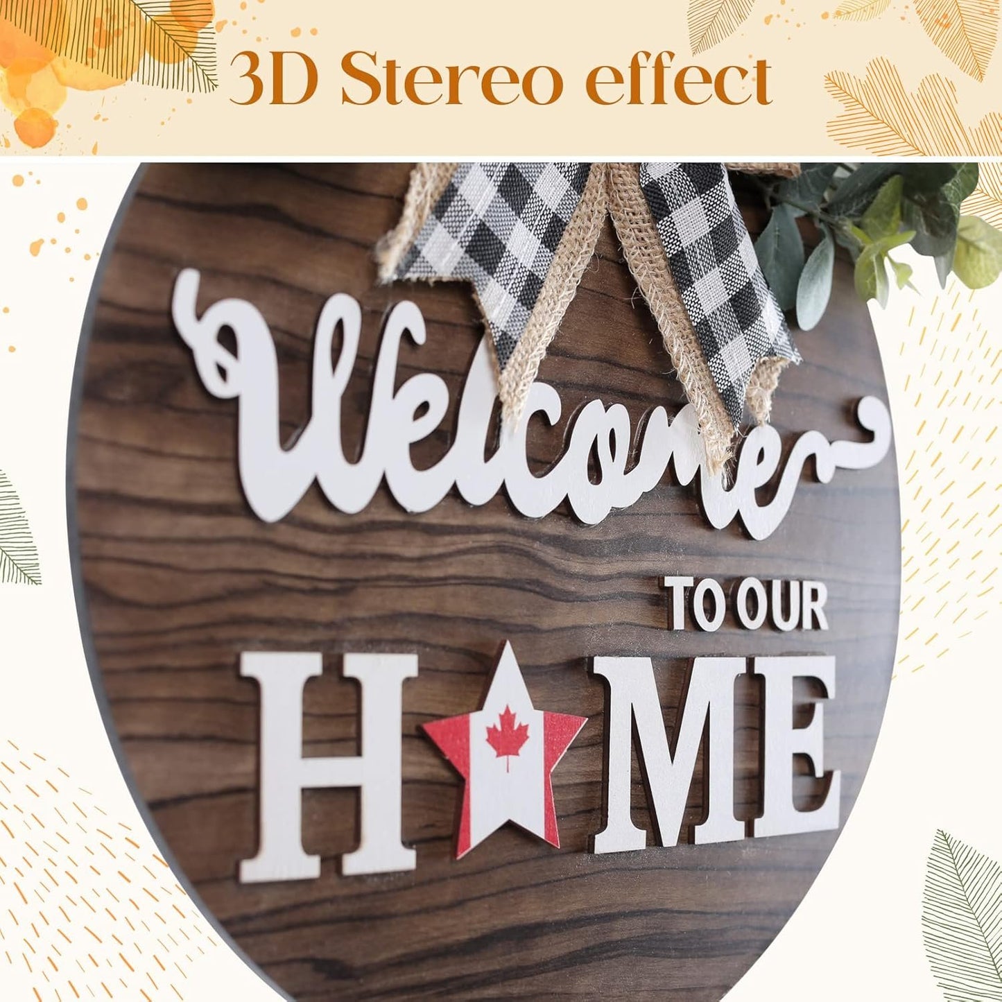 SWITTE 12 Interchangeable Seasonal Welcome Wreaths Sign Home Decor, Rustic Round Wood Wreaths Wall Hanging Outdoor, Porch, for Spring Summer Fall All Seasons Holiday Christmas Decoration (Brown)