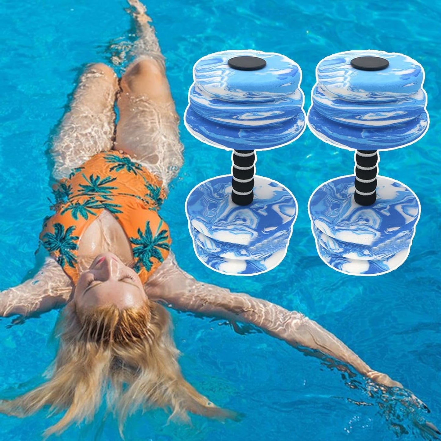 Dumbbell Set, Pool Weights Water, 10.63in Exercise Floating Lightweight, Foam Eva Equipment, Waterproof Design for Fitness Gear, Swimming, Pool Workout, Resistance Exercise
