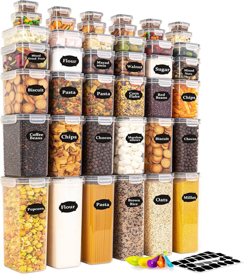 Feshory 42 Pack Airtight Food Storage Container Set - Pantry Storage Containers Organiser & Cereal Storage Containers for Kitchen Storage & Organisation with 100% Leak Proof Lids