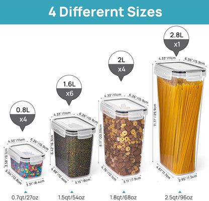 Vtopmart Airtight Food Storage Containers Set with Lids, 15pcs BPA Free Plastic Dry Food Canisters for Kitchen Pantry Organization and Storage, Dishwasher safe,Include 24 Labels