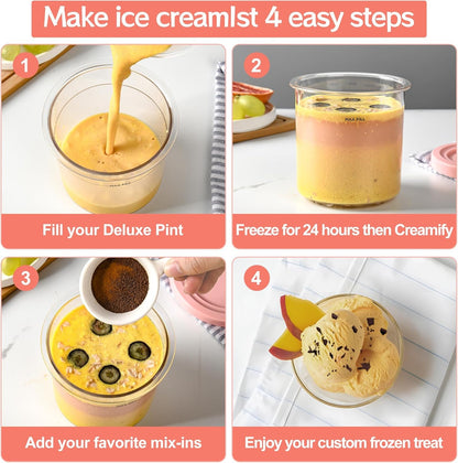 Containers Replacement for Ninja Creami Pints and Lids - 4 Pack, 16oz Cup Compatible with NC301 NC300 NC299AMZ Series Ice Cream Maker, BPA Free Dishwasher Safe Leak Proof