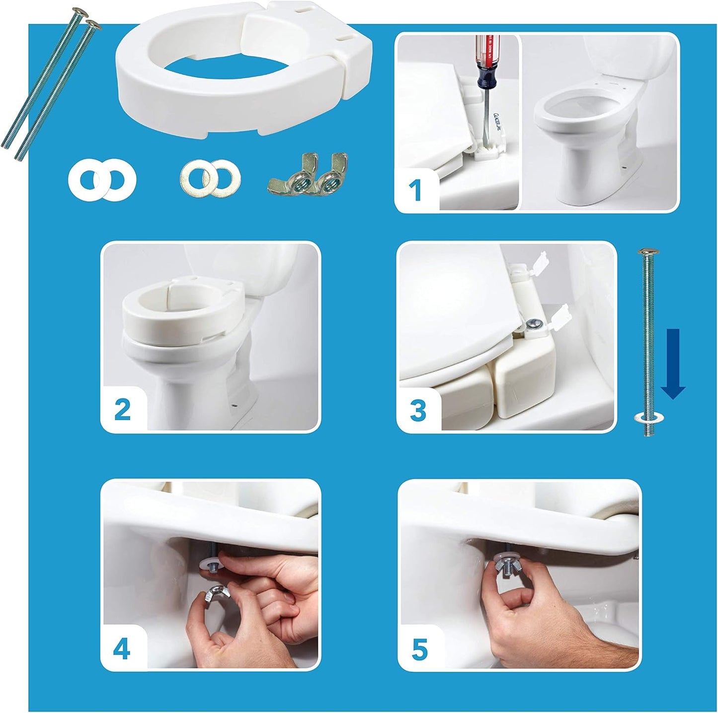 Carex Health Brands Hinged Toilet Seat Riser, Round