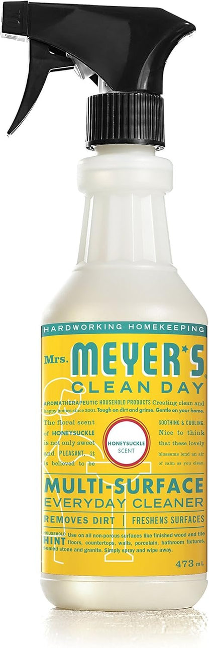 Mrs. Meyer's Clean Day Multi-Surface Cleaner Spray, All-Purpose Cleaner Solution for Countertops, Floors, Walls and More, Honeysuckle Scent, 473 ml Spray Bottle