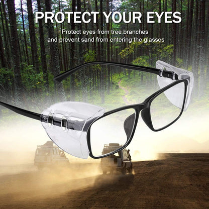 2 Pairs Safety Glasses Side Shields, Slip on Clear Side Shields for Glasses Eye Protection Lunette, Fits Small to Medium Eyeglasses clip on (2)