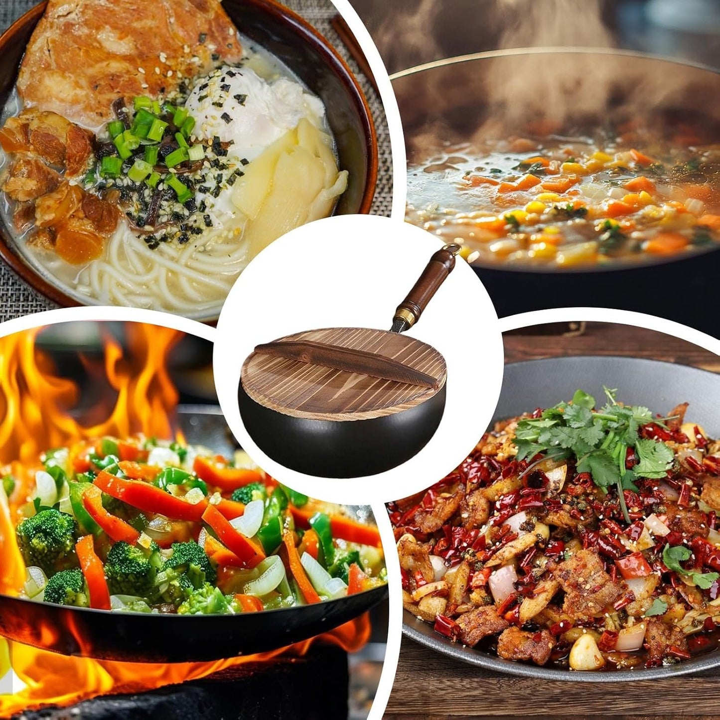 Soffriggere la padella con coperchio, padella con coperchio | Pentola per zuppa non stick sicura riutilizzabile con coperchio | Utensili da cucina e gadget per friggire, friggere, stufare
