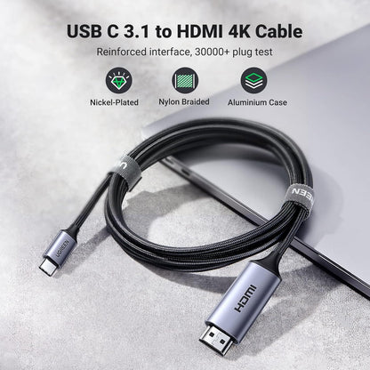 UGREEN 4K@60Hz USB C to HDMI Cable 2M, Type C Thunderbolt 4/3 Video Adapter for Home Office Compatible with iPhone 16/15 Pro Max Plus, MacBook Pro Air iPad Pro, XPS, Galaxy S24, Steam Deck