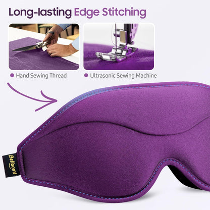 BeHoomi Sleep Mask, Premium Eye Mask for Sleeping, Completely Blackout, Superior Soft Comfort, Upgraded 3D Ergonomic Designed Sleeping Mask for Home, Office, Travel, Meditation, Yoga, Purple