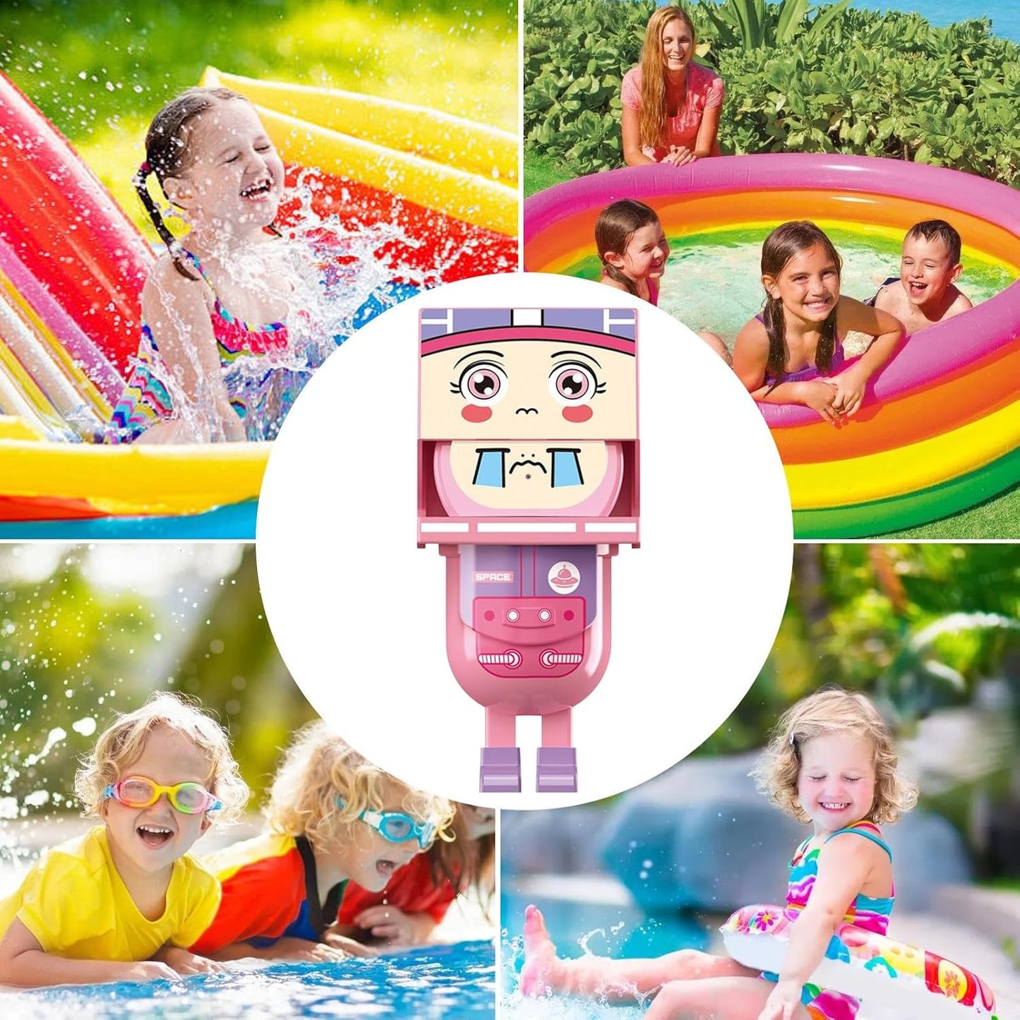 Kids Water Squirts, Square Head Cartoon Water Toy, Interactive Fighting Game, Fun Outdoor Swimming Activity, Perfect to Children Ages 3-12, Ideal for Summer Play and Pool Fun