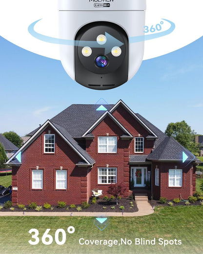 MUBVIEW 360Â° Camera Surveillance Exterieur, Wired Outdoor Security Camera,5G/2.4G WiFi Home Security Cam with AI Detection, IP66 Surveillance Cameras Outdoor,2K Night Vision, Local & Cloud Storage