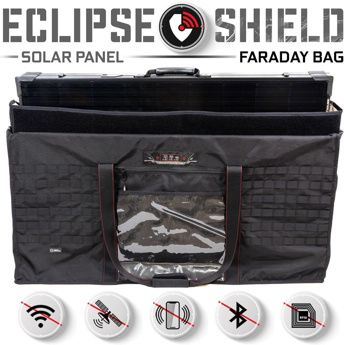 Mission Darkness Eclipse Faraday Bag for Solar Panels & Extra-Large Electronics. Military-grade RF Shielding Case Designed for EMP/CME Protection, Preppers, and Personal Security, Black, Classic
