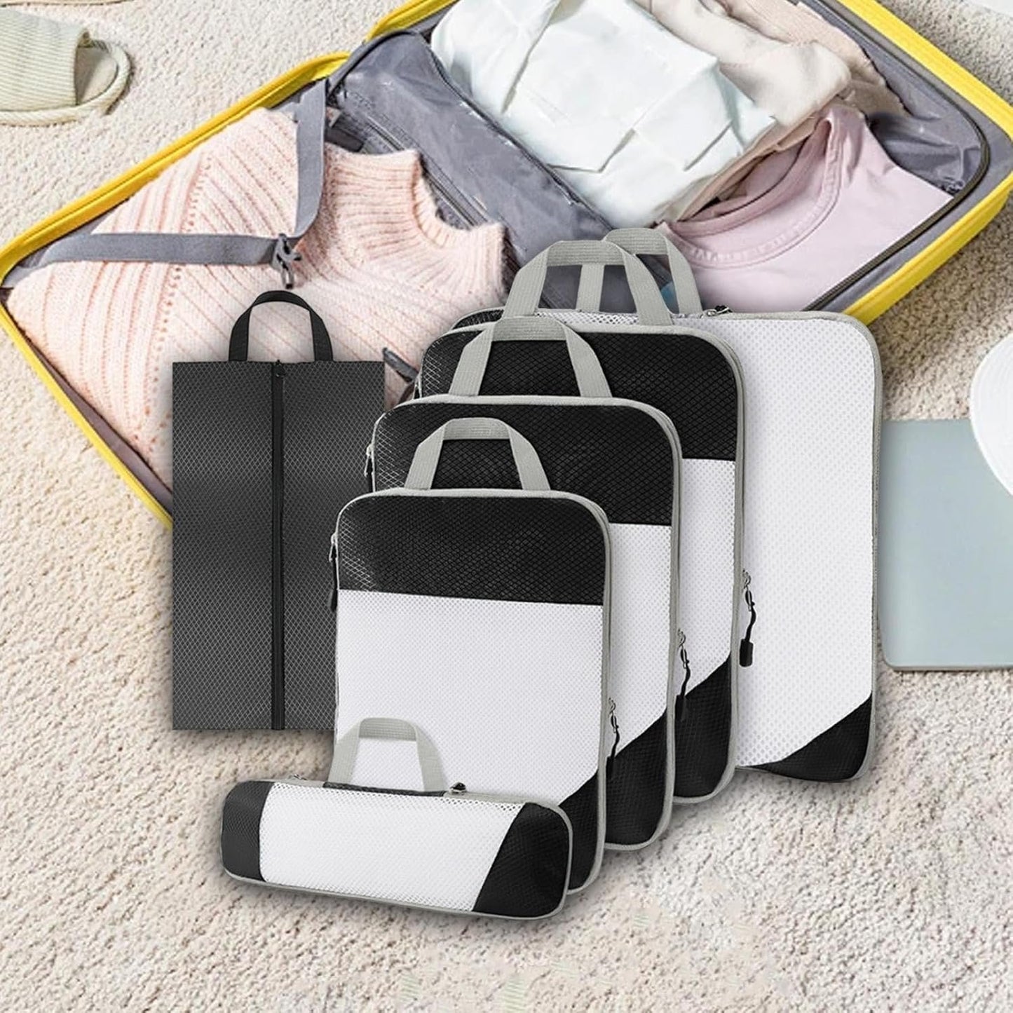 Gralara Ultimate Travel Packing Cubes Set for Seamless Organization, Black