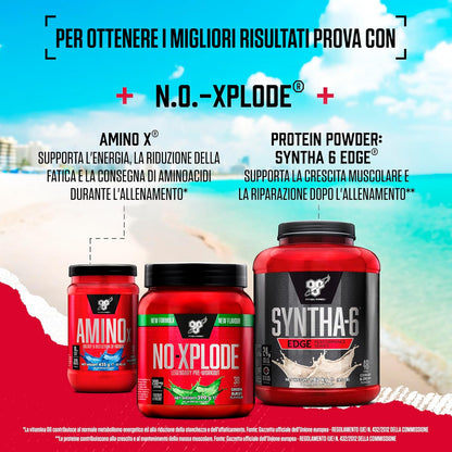 BSN Nutrition N.O.-Xplode Pre-Workout Powder Food Supplement, Support for Energy and Concentration with Caffeine, Amino Acids, Vitamin C and Zinc, Green Burst Flavour, 50 Servings, 650 g