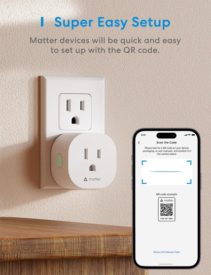 meross Matter Smart Plug Mini, Easy Setup, 100% Privacy Matter Smart Home, Work with Alexa, HomeKit, Google Home with Schedule and Timer, App and Voice Control, 2.4G Wi-Fi Only (4 Pack)