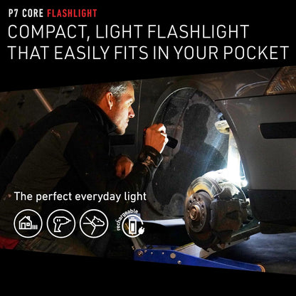 Ledlenser P7 Core Flashlight, High Power LED, 450 Lumens, Light for Home, Camping, Hiking, Tactical, and Emergency Use, Advanced Focus System