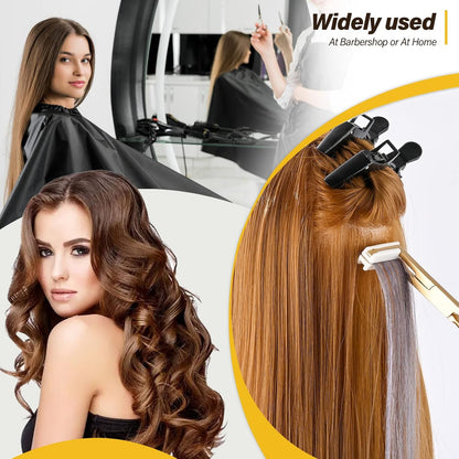 Gomake Tape in Hair Extension Tools Kit with Flat Surface Stainless Steel Tape in Hair Extensions Sealing Clamp Plier,Tape Remover Scraper Tool,Hair Clips, Human Hair Extensions Styling Tools-Gold