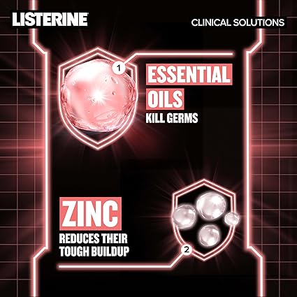 Listerine Clinical Solutions Gum Health Antiseptic Mouthwash, Antigingivitis & Antiplaque Oral Rinse Helps Prevent Buildup & Kills Germs for Healthier Gums, ICY Mint, Twin Pack, 1 L, 2 Pack