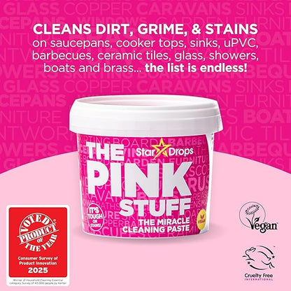 The Pink Stuff Bathroom Cleaning Kit – Cleaning Paste, Bathroom Foam Spray, Toilet Foaming Powder, SQeeZY Sponge & 3 Microfiber Cloths – Tough on Stains, Grease & Soap Scum – Deep Clean Essentials