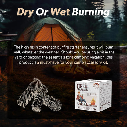 70 pcs Fire Starter, Natural Fire Starters for Fireplace Indoor, Campfires, Grill, Wood Stove, Fire Pit, Smoker, Chimney, Pizza Oven - All-Weather Indoor/Outdoor Charcoal Starters, Eco Friendly