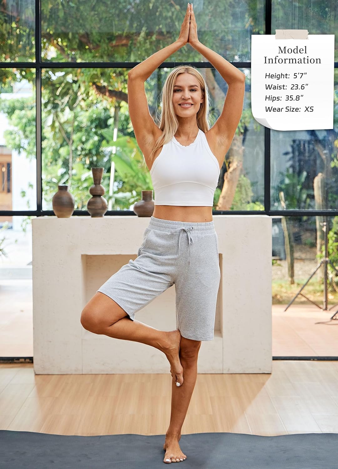 WILLIT Women's Shorts 10" Bermuda Cotton Long Shorts Jersey Athletic Yoga Workout Lounge with Pockets