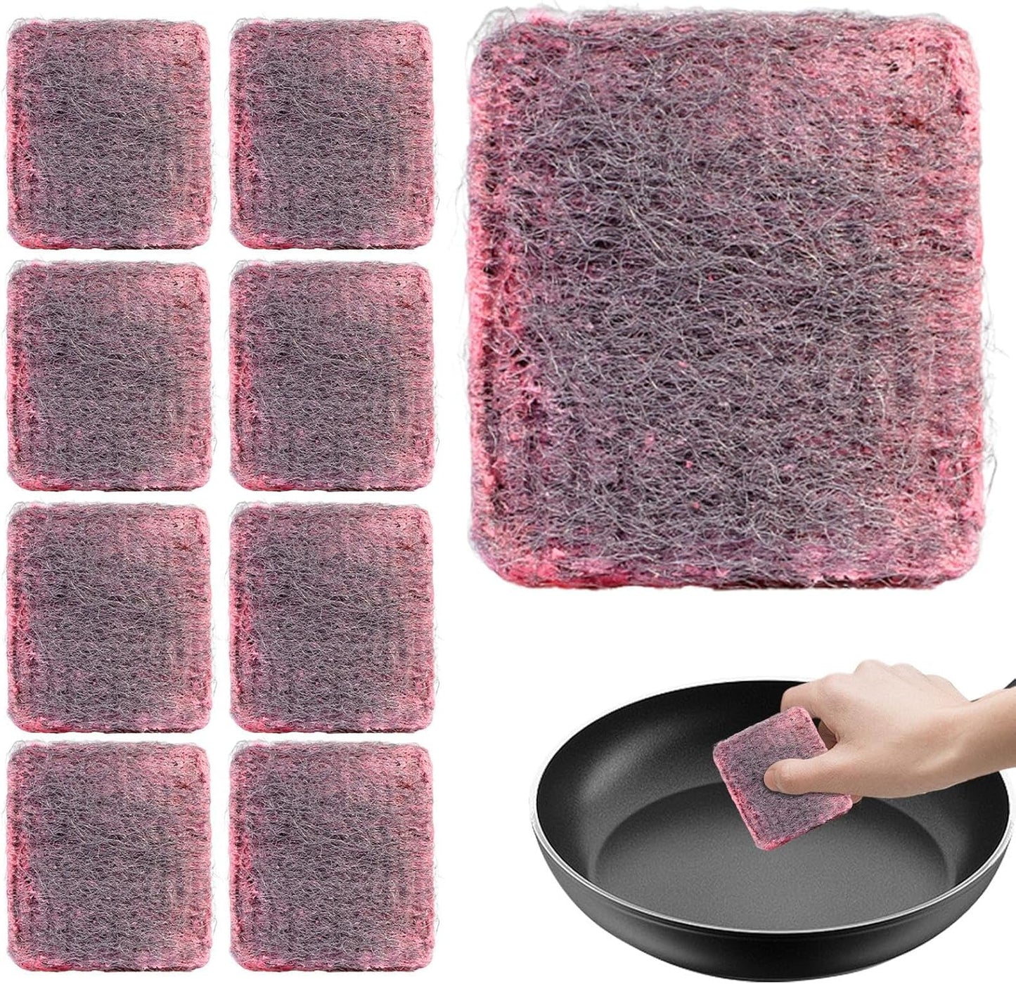 Durable Steel Wool Scrubbers, 10-Pack Metal Soap Pads for Tough Grease Removal, Household Cleaning Sponges Dishwashing, Kitchen Accessories, Pans, and Oven Surfaces