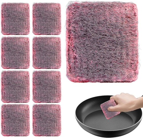 Durable Steel Wool Scrubbers, 10-Pack Metal Soap Pads for Tough Grease Removal, Household Cleaning Sponges Dishwashing, Kitchen Accessories, Pans, and Oven Surfaces