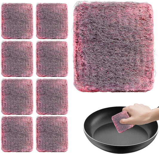 Durable Steel Wool Scrubbers, 10-Pack Metal Soap Pads for Tough Grease Removal, Household Cleaning Sponges Dishwashing, Kitchen Accessories, Pans, and Oven Surfaces