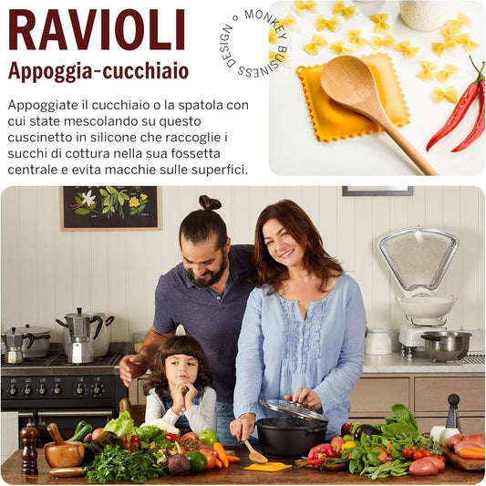 Monkey Business Ravioli Spoon Rest | Kitchen Counter Spoon Rest | Fresh and Cute Kitchen Gadgets | From A Collection of Pasta Shaped Kitchen Gadgets