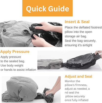 KUTABS Inflatable Travel Pillow Plane-Adjustable 3 Layers Travel Foot Rest Airplane are Paired with Sleep-enhancing Travel Accessories Like Eye Mask & Ear Plugs.Ideal for Car, Lounges,Offices & Planes