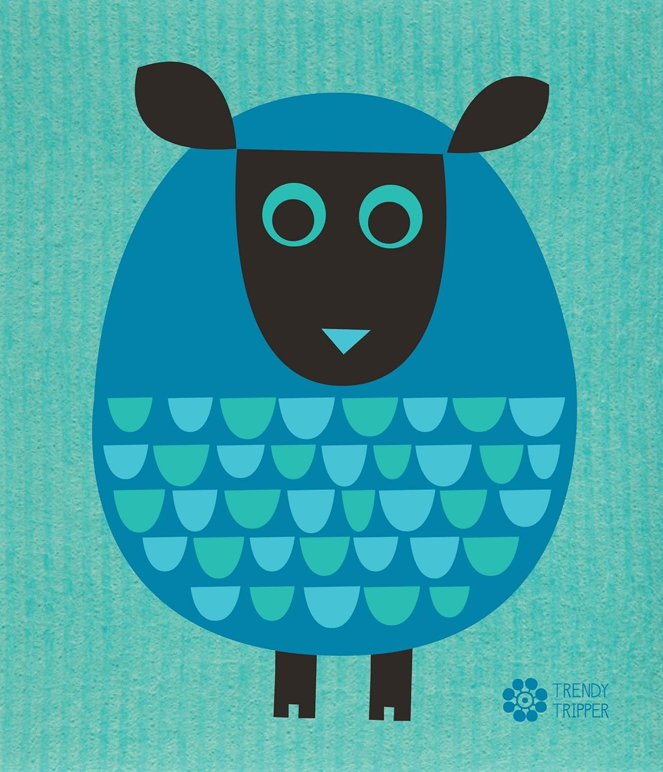 Earth-Friendly Reusable Compostable Eco Sponge Cloth | AKA Swedish Dishcloth | Bespoke Cobalt Sheep - 4-pk