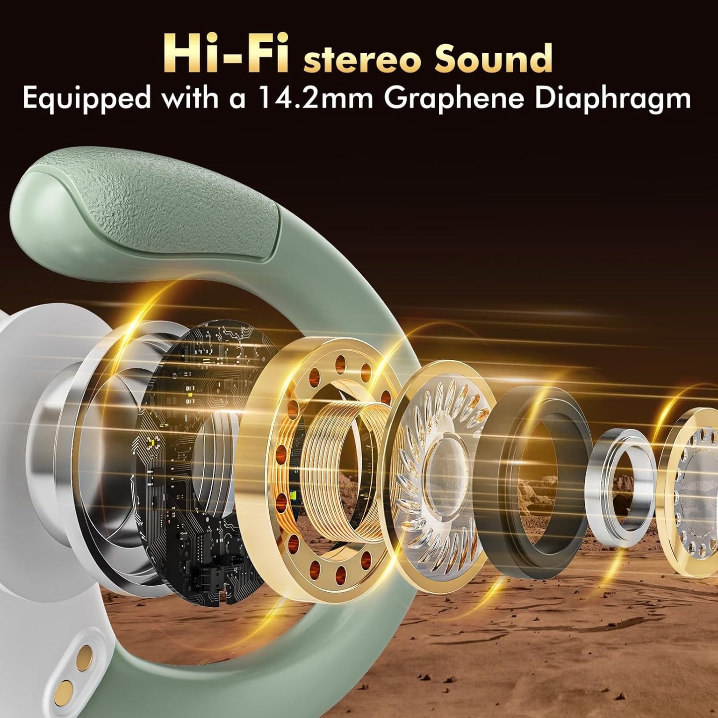 Wireless Earbuds Bluetooth Headphones 80hrs Playback Ear Buds Power Display with Noise Canceling Mic with Earhooks for Sports/Workout/Running Light Cyan